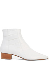 The Row Ambra Glossed Alligator Ankle Boots White