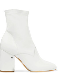 Laurence Dacade Plume Patent Leather Ankle Boots White