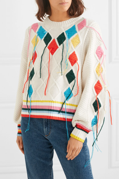 Mira Mikati Embroidered Cable Knit Sweater, $685 | NET-A-PORTER 