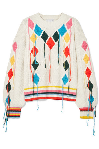 Mira Mikati Embroidered Cable Knit Sweater, $685 | NET-A-PORTER 