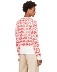 AMI Alexandre Mattiussi Off White Red Jacquard Sweater