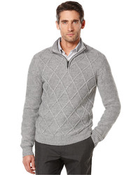 Perry Ellis Quarter Zip Diamond Pattern Sweater