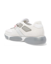 Prada Cloudbust Logo Embossed Rubber And Leather Trimmed Mesh Sneakers