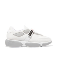 Prada Cloudbust Logo Embossed Rubber And Leather Trimmed Mesh Sneakers