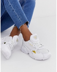 adidas Originals Falcon Trainers In White And Gold