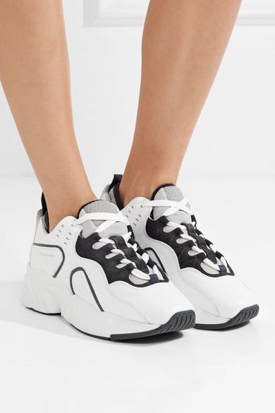 Studios Manhattan Leather And Mesh Sneakers, | NET-A-PORTER.COM | Lookastic