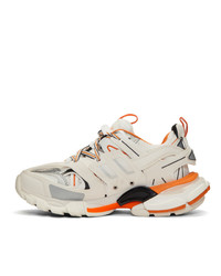 Balenciaga Off White And Orange Track Sneakers