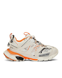 Balenciaga Off White And Orange Track Sneakers