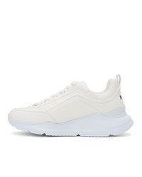 MSGM Off White Monochromatic Lettering Low Sneakers