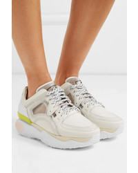 Fendi Pvc Mesh And Textured Leather Sneakers
