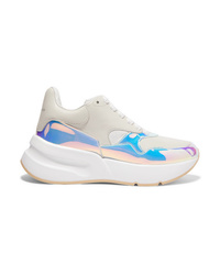 Alexander McQueen Smooth And Iridescent Leather Exaggerated Sole Sneakers