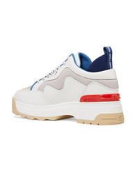 Fendi T Rex Mesh And Rubber Trimmed Leather Sneakers