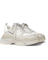 Balenciaga Triple S Clear Sole Mesh Nubuck And Leather Sneakers