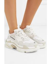 Balenciaga Triple S Suede Leather And Mesh Sneakers