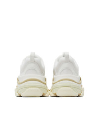 Balenciaga White And Beige Triple S Sneakers
