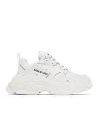 Balenciaga White And Black Allover Logo Triple S Sneakers