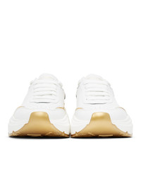 Dolce and Gabbana White And Gold Daymaster Low Sneakers