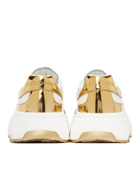 Dolce and Gabbana White And Gold Daymaster Low Sneakers