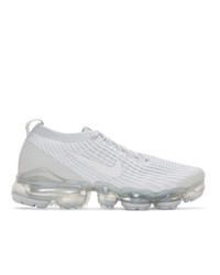 Nike White And Grey Air Vapormax Flyknit 3 Sneakers