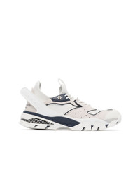 Calvin Klein 205W39nyc White And Navy Blue Carlos 10 Mesh And Leather Sneakers