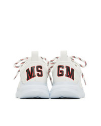 MSGM White And Red Logo College Back Patch Sneakers