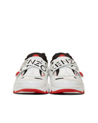 Kenzo White And Red Sonic Velcro Sneakers