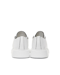 Prada White Cassetta Logo Platform Sneakers