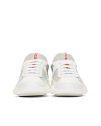 Prada White Leather And Mesh Sneakers