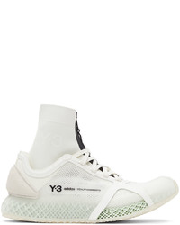 Y-3 White Mesh Runner 4d Low Sneakers