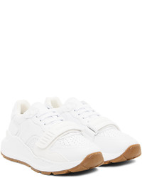 Burberry White Perforated Low Top Sneakers