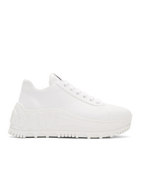 Miu Miu White Platform Leather Sneakers