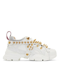 Gucci White Removable Studs Flashtrek Sneakers