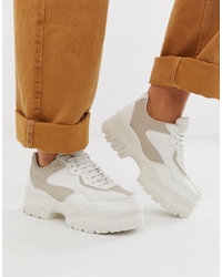 ASOS DESIGN Wide Fit Dart Chunky Trainers In White