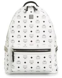 MCM Medium Stark Side Stud Backpack White