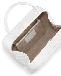 Nancy Gonzalez Crocodile Top Handle Box Bag White Shiny