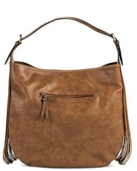 Merona Faux Leather Solid Hobo Handbag With Fringe Detail