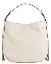 Merona Faux Leather Solid Hobo Handbag With Fringe Detail