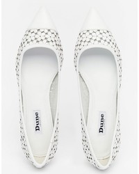 Dune Hunnee White Cut Out Flower Flat Shoes