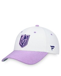 FANATICS Branded Whitepurple Vegas Golden Knights Authentic Pro Hockey Fights Cancer Snapback Hat