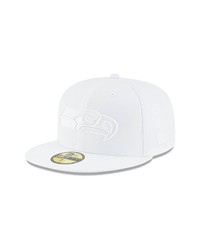 New Era Cap New Era Seattle Seahawks White On White 59fifty Fitted Hat