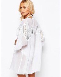 Asos Tall Asos Tall V Neck Corded Lace Button Front Smock Beach Dress
