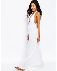 Asos Jersey Ruched Halter Maxi Beach Dress