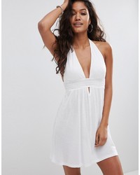 Asos Jersey Ruched Halter Mini Beach Dress