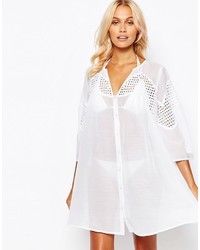 Asos V Neck Corded Lace Button Front Smock Beach Dress