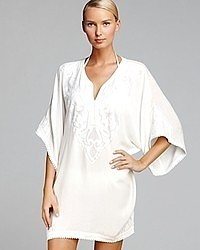 Vix Solid White Bohemian Cover Up Caftan