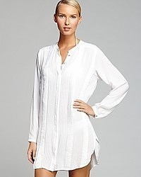Vix Solid White Pleated Cover Up Chemise