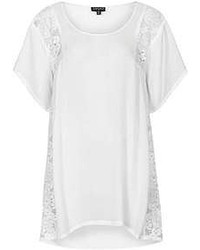 Topshop White Lace Panel Oversized Tee