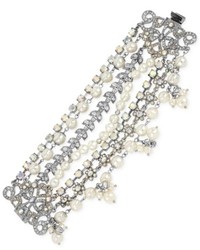 Betsey Johnson Faux Pearl Crystal Multi Row Bracelet