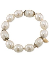 Carolee 14k Antique Gold Tone Glass Pearl Stretch Bracelet
