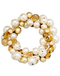 Charter Club Gold Tone Acrylic Pearl Cluster Bracelet
